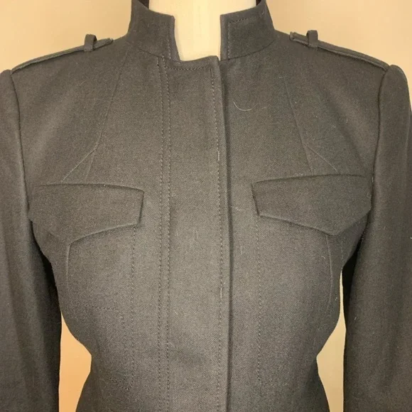 Banana Republic Black Women’s Wool Military Jacket Stretch NWOT Size 2! - Picture 6 of 10